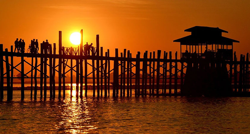 Sunset Over U Bein Wooden Bridge