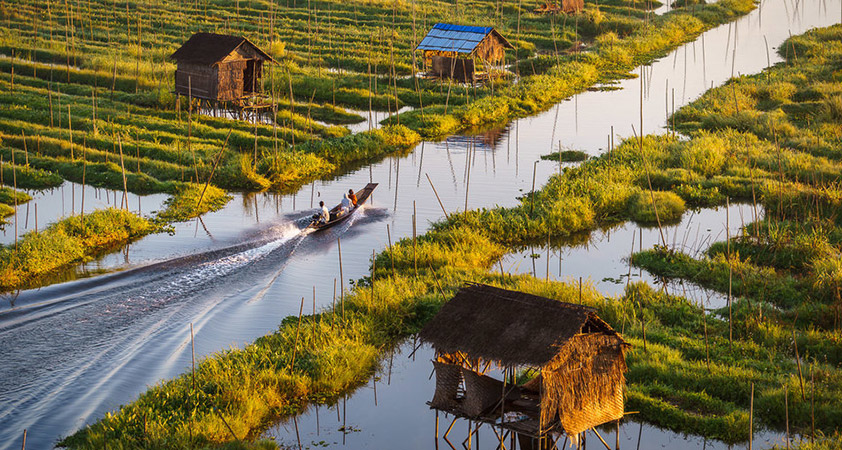 Visitors can explore the floating villages around the lake