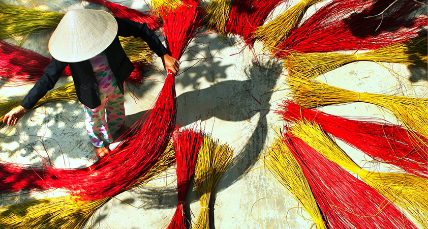 The locals earn their living by making sedge