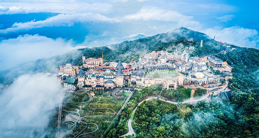 From the cable car, it looks like a Disney garden
