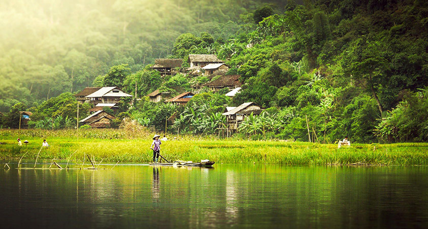 The peaceful atmosphere in the village nearby