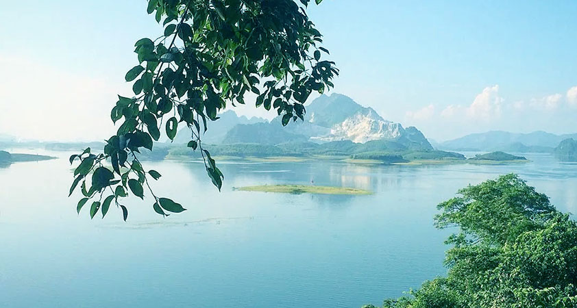 Have time relaxing on a large open space on Thac Ba Lake Vietnam