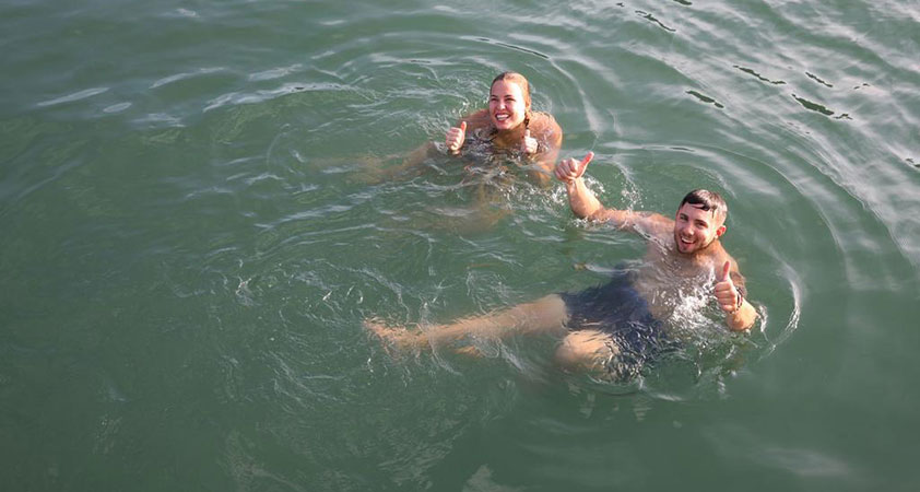 Swimming on the wonderful beach
