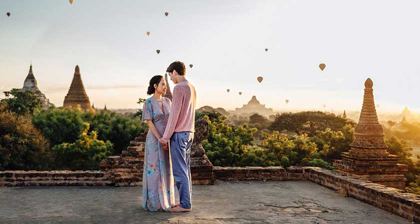 Check in Bagan with lots of traditional temples