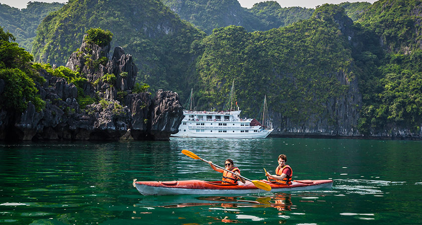 Kayaking in Halong Bay