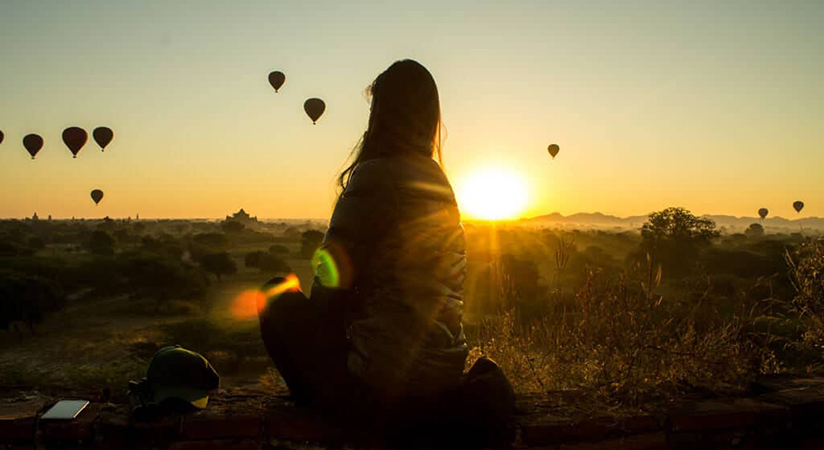 Admire the sunset view in Bagan