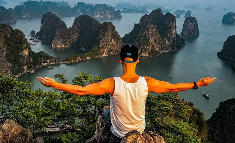 From Bai Tho mountain, you can see the whole view of Halong Bay