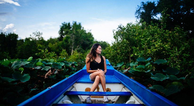 Check-in on the boat going through the canals