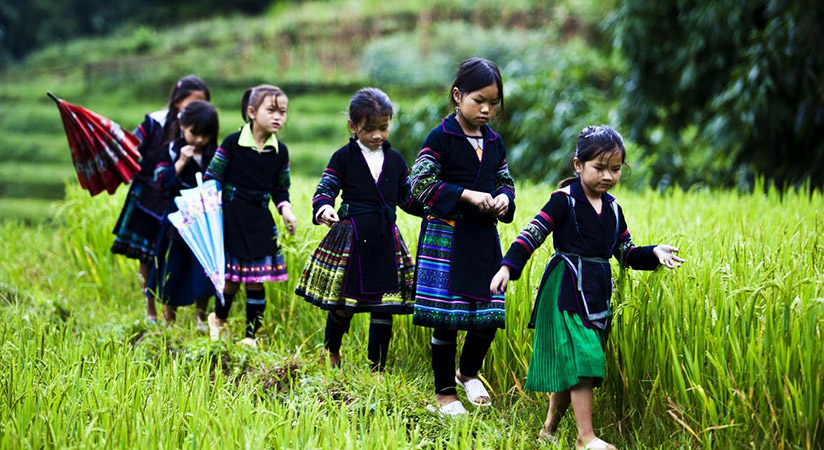 The image of local children during their trip 